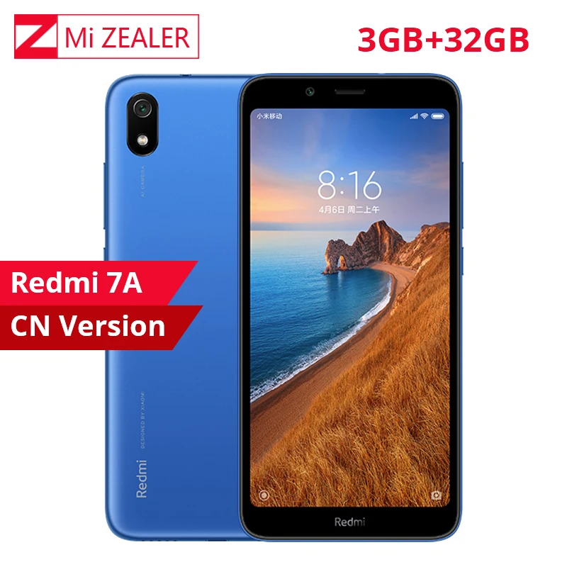 Оригинальный мобильный телефон Xiaomi Redmi 7A 3 ГБ 32 5 45 дюйма HD полный экран Snapdargon 439