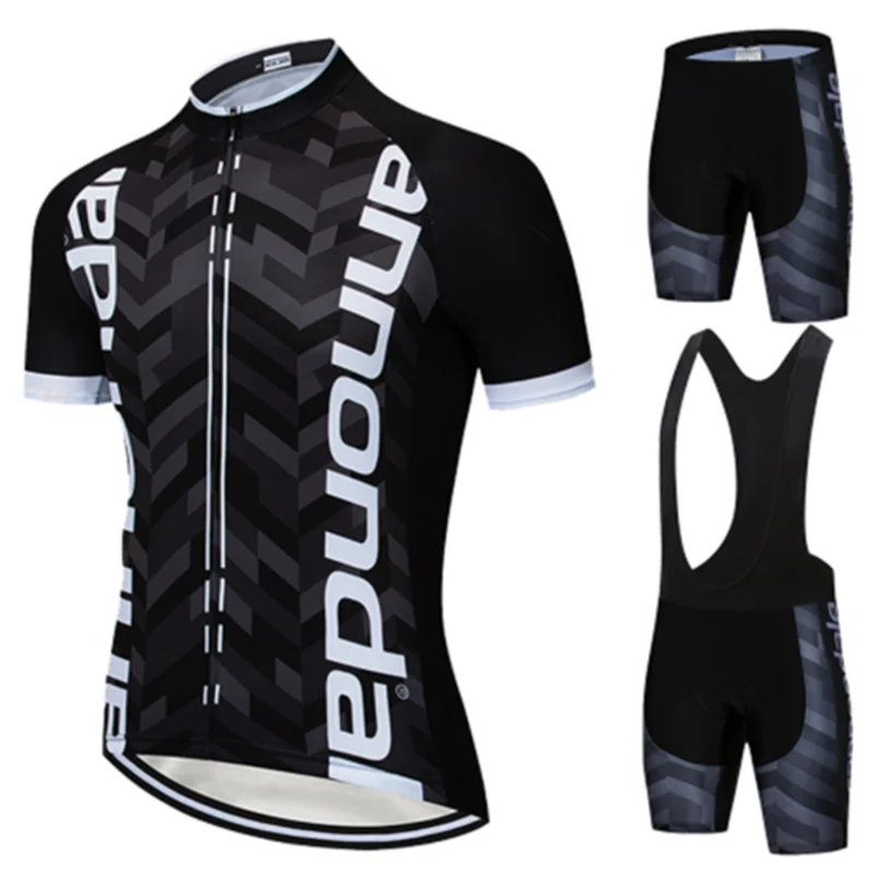 

2019 black canned cycling clothing men's bicycle clothing team T-shirt riding gel bicycle shorts suit