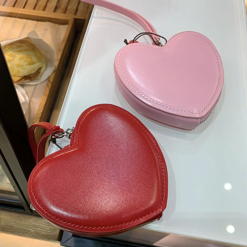 

Cute Leather Heart Wallet Fashion Clutch Wallets Coin Purse ID Credit Card Pouch Lipstick Key Organizer Bags Korea Style