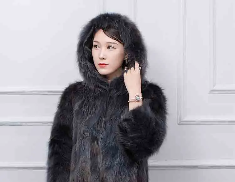 Natural Fur Parka Real Fur Coat For Women Raccoon Fur Coat Hood Jacket Thick Warm New Winter Female Overcoat tbsr597 hooded puffer jacket Coats & Jackets