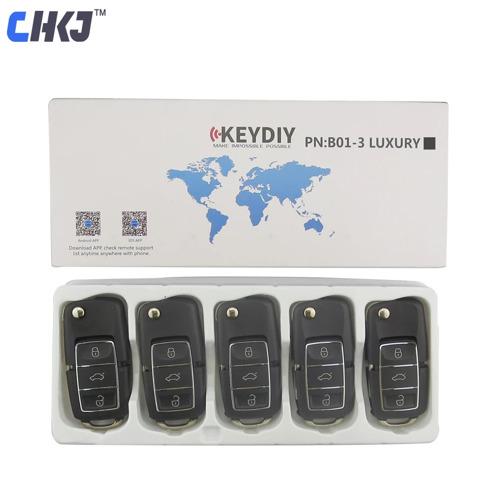 CHKJ 5 шт./лот черный B01 3 кнопки KD900 дистанционный ключ для KEYDIY + KD200 URG200 Mini KD пульт