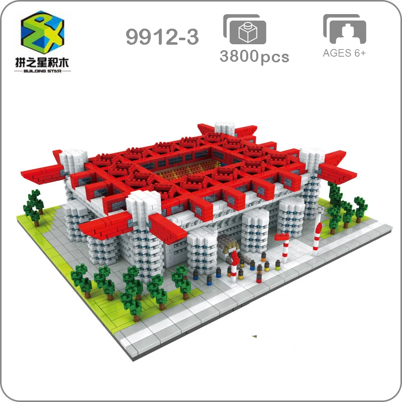 

2019 International AC Milan Football Club San Siro Meazza Stadium 3D Model Mini Diamon Building Nano Blocks Toy Collection