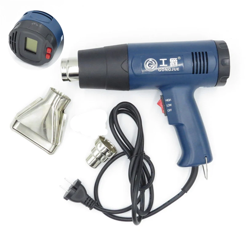 Koop Digitale Elektrische Heteluchtpistool Temperatuur gecontroleerde Building f ouml;hn Computer Warmte gun Soldeergereedschap Verstelbare + Nozzle