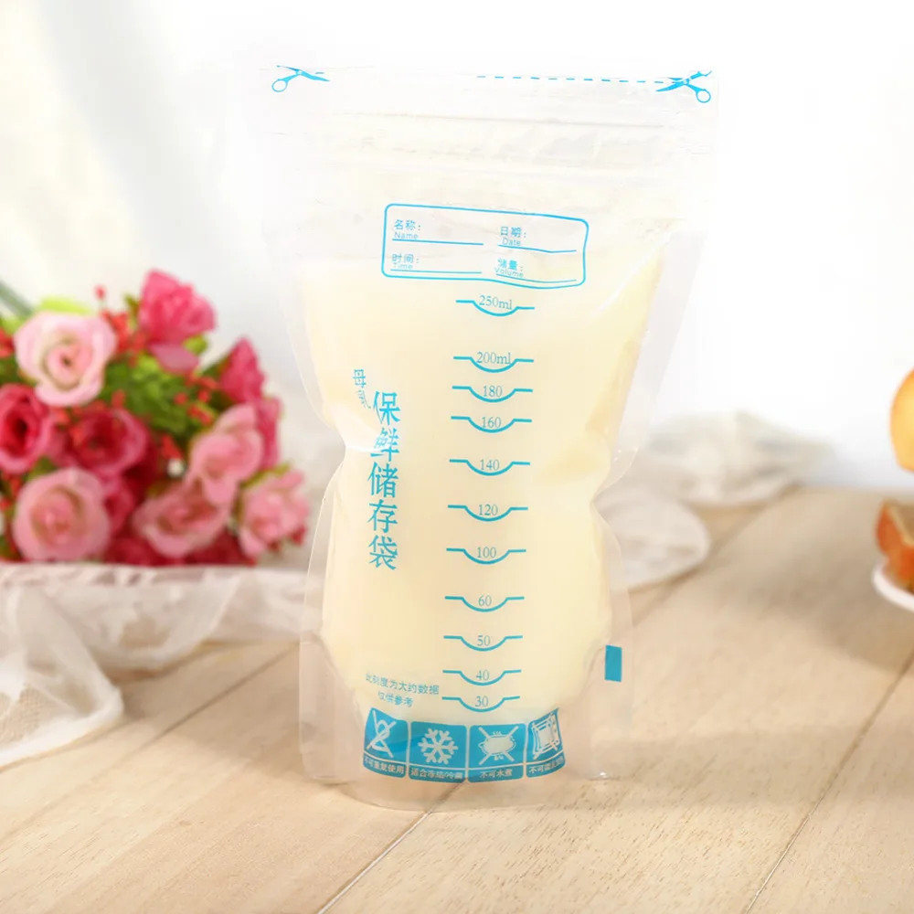 30pcs Breast milk storage bag Baby Food Storage 250ml Disposable Practical and convenient breast milk Freezer Bags