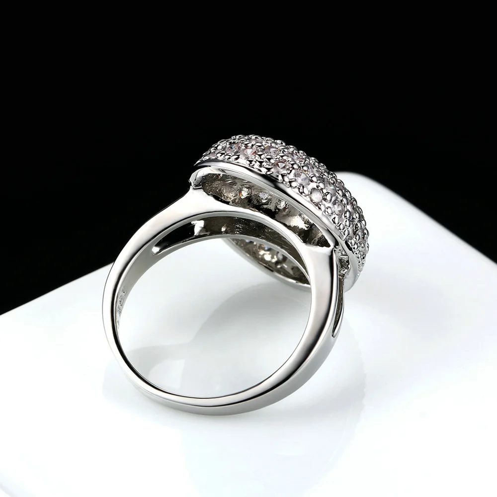Double Fair Brand bridal Wedding Oval Ring Silver Color Cubic Zirconia Fashion Brand jewelry For Women anel aneis DFR535