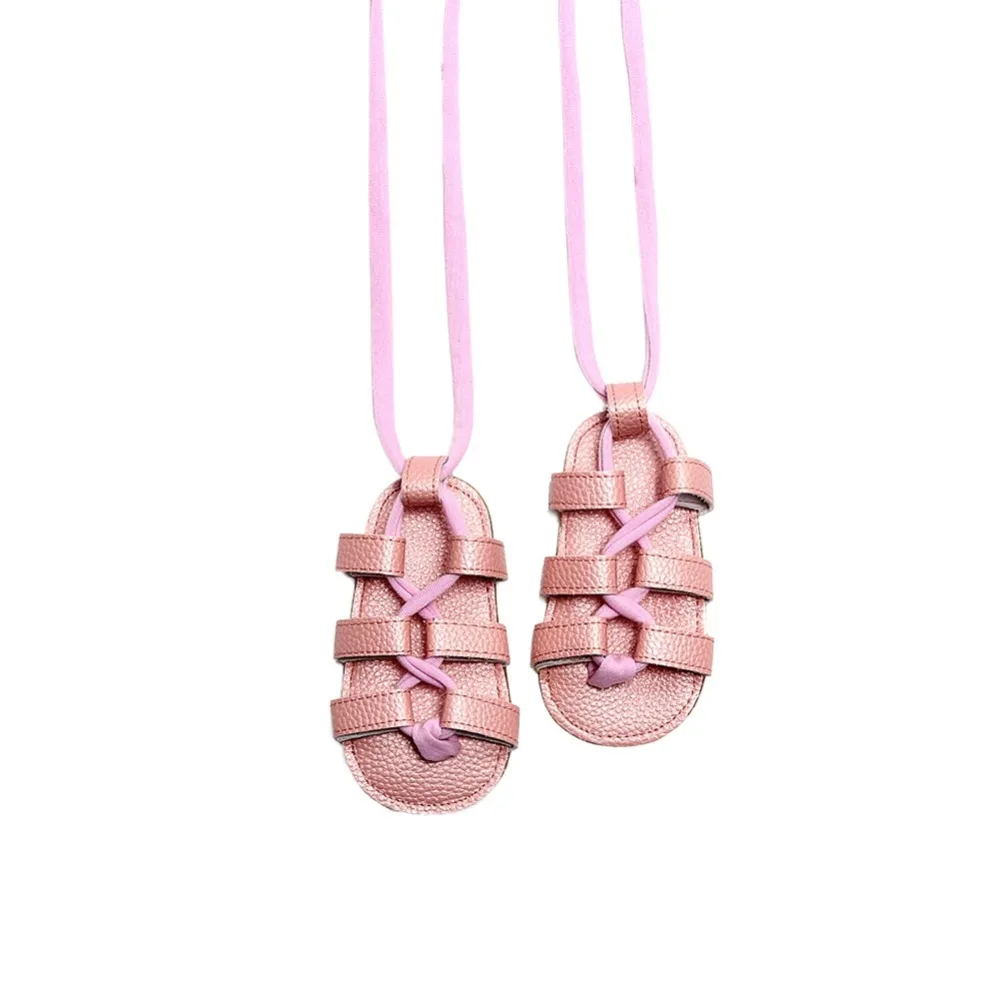 Высокие сандалии на завязках из искусственной кожи на резиновой подошве для новорожденных девочек, летние туфли для младенцев 0-24 месяцев