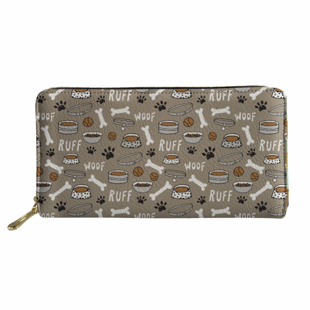

Long Wallets Women Card Holders Clutch Pu Leather Purse Ladies Dog Bone Paw Printing Wallet for Female Coin Pocket