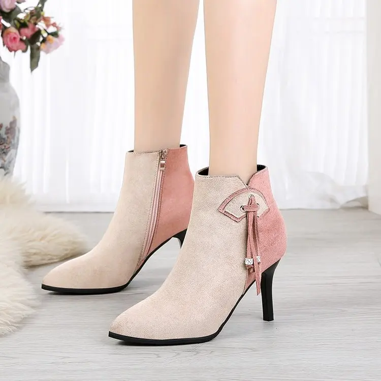 À Pointues noir Nouvelle Stiletto Nu Personnalité Bottes Marée Tube Beige Talons Petit Martin 2018 Court Avec Hauts Sauvage Et OHIXnUUq