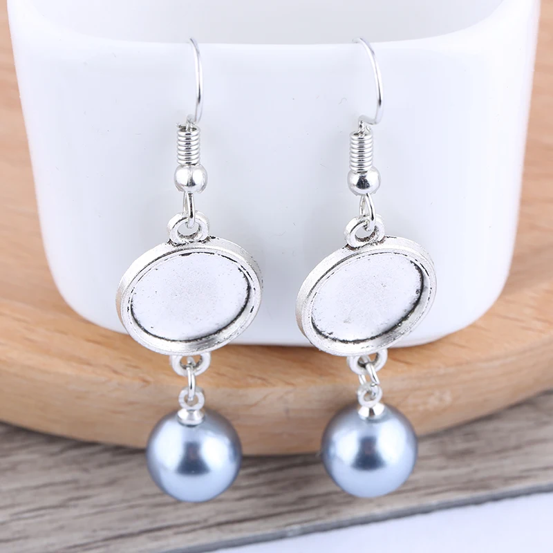 

onwear 5pairs fit 12mm round cabochon earring bezel antique silver cameo base settings diy jewelry blanks for earrings making