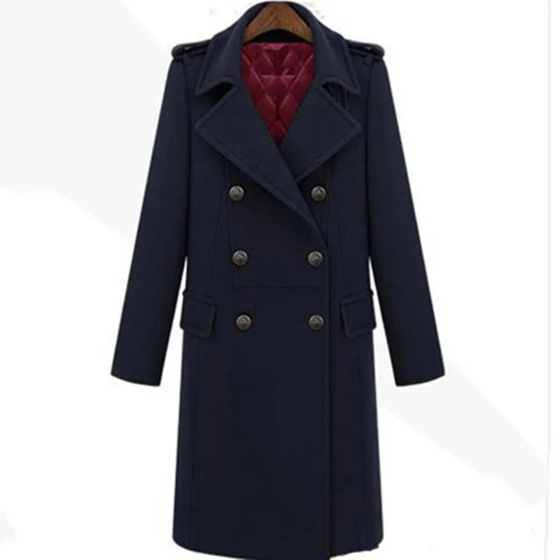 

Woolen Outwear Blends Coats New Woman's Elegant Coat Winter 2019 Fashion Female Overcoat Turn-down Collar Long New Design S-XXL