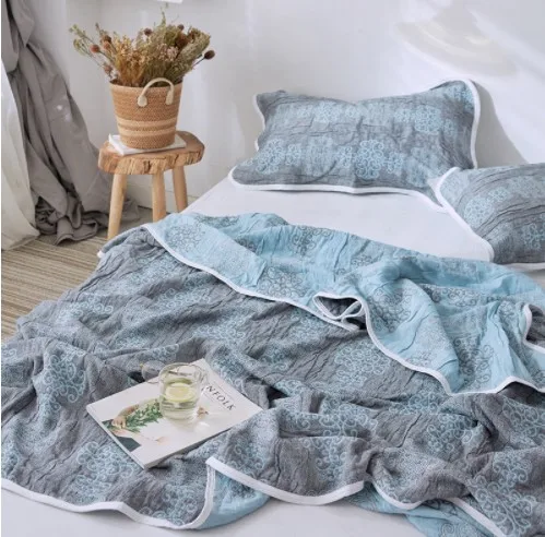 Япония Стиль хлопковые одеяла летнее хлопковое покрывало красные, синие Home Decor бросить машину моющееся полотенце Одеяло на кровать