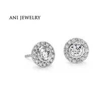 ANI 14 K белое золото женские свадебные серьги-гвоздики 1,75 КТ Сертифицированный I/SI элегантные серьги с натуральными камнями леди букле d oreille
