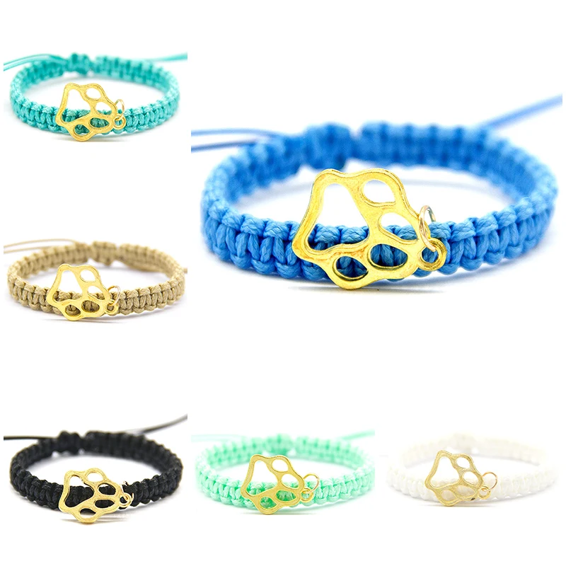 

Handmade Delicate Multi Colors Charm Bracelets for Women with Gold Dog Claw Rope Chain Adjust Size Family Members Jewelry Gifts