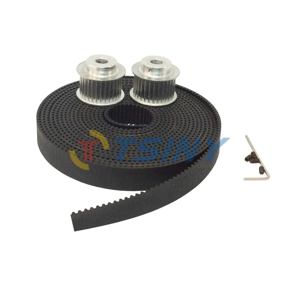 HTD 3 Meters Neoprene with Fiberglass Core Open Ended Timing Belt & 2pcs Aluminium Alloy Timing Pulley Wheel Bore 8mm 12mm