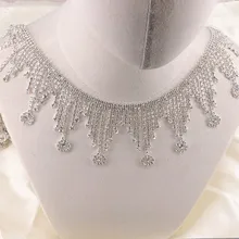 Высококачественная Серебряная отделка стразами в форме кисточки Свадебный Обрезной пояс лента для пирожных аппликация торжественное платье с ремнем Стразы бахрома