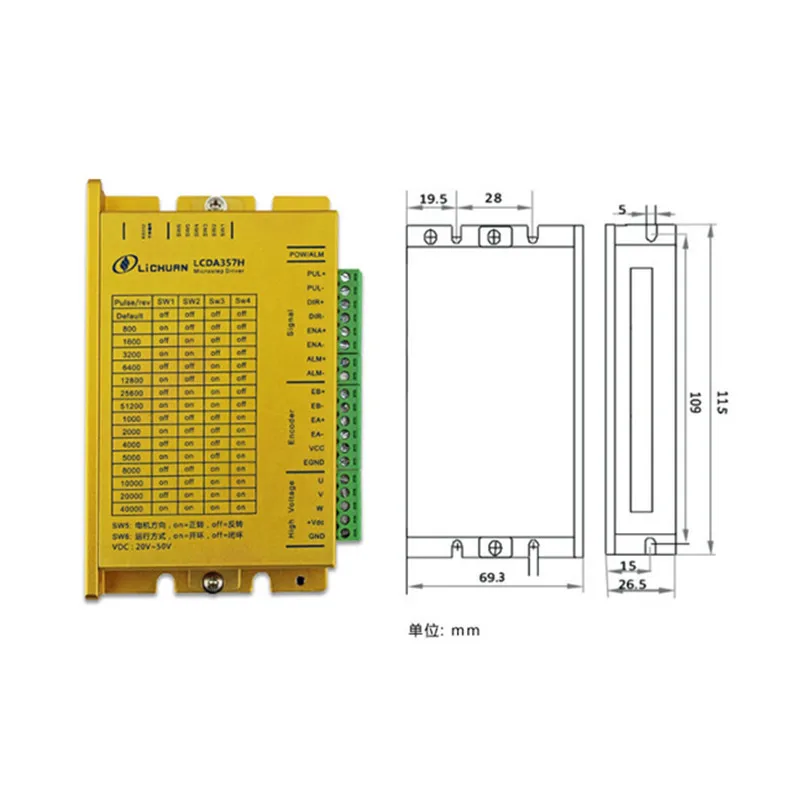 57 Schrittmotortreiber-Treibersatz CNC LCDA357H+LC57H3100 NEMA23 3NM 3PHASE ML