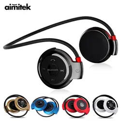 Aimitek Спорт Беспроводной Bluetooth наушники стерео наушники Mp3 плеера гарнитура наушник Micro SD слот для карты громкой связи Mic