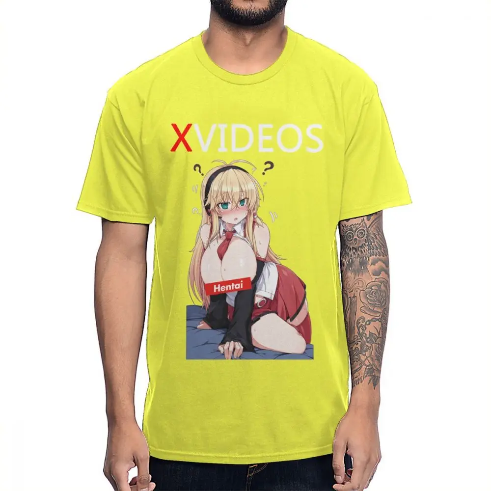 Xvideo Hentai Ahegao сексуальная девушка футболка для мужчин Новое поступление Camiseta хлопок S-6XL футболка - Цвет: Цвет: желтый