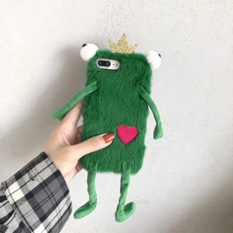 Aoweziic Creativity plush cartoon frog 6s X XS MAX mobile phone case for iphone7 8plus XR soft shell female