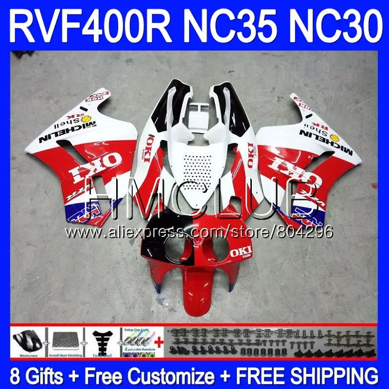 

RVF400R Red white For HONDA VFR400 R NC30 V4 VFR400R 89 90 91 92 93 92HM.16 NC35 RVF VFR 400R 1989 1990 1991 1992 1993 Fairing