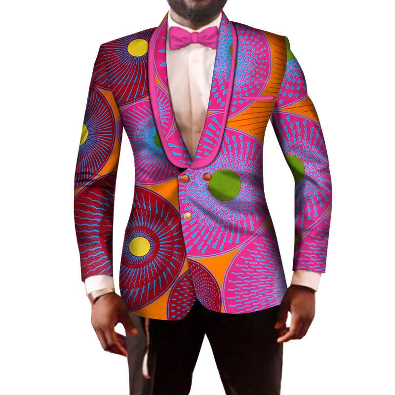 Мужской блейзер с зубчатым воротником, приталенный модный пиджак, пиджак, африканская Мужская одежда, пальто, Дашики, Базен, богатая свадебная одежда WYN201