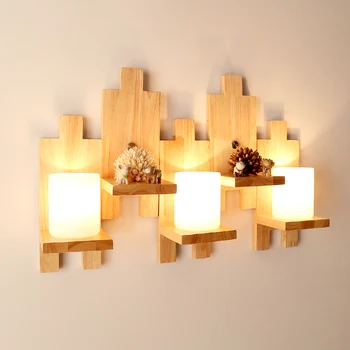 

Simple modern Nordic solid wood wall lamp creative living room bedroom bed aisle mosaic figure personality lw424657
