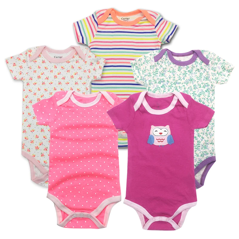 

5pcs/Pack Summer Baby Rompers Cotton Short Sleeve Boys Girls Onesies Clothes Set Toddler Infant Jumpsuits Playsuit baby Clothing