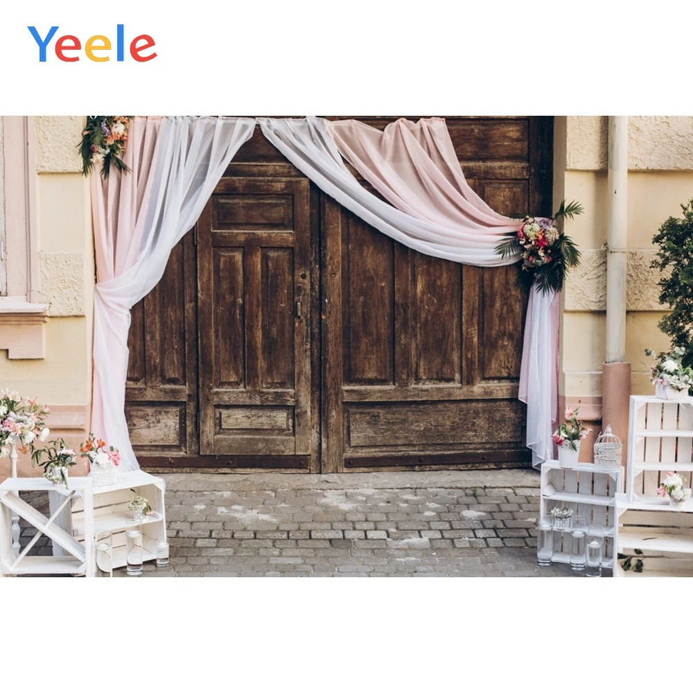

Yeele Curtain Wall Stone Road Door Flower Old Style Photography Backgrounds Customized Photographic Backdrops for Photo Studio