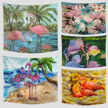 

Surf flamingo print wall tapestry beach wrap yoga banana leaf mushroom farmhouse family house living room decoration