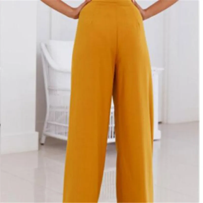 

2019 Women's Office Loose High Waist Pants Stretch Fashion Ladies Wide Leg Long Pants Females Palazzo Trousers Hot Wide Leg New