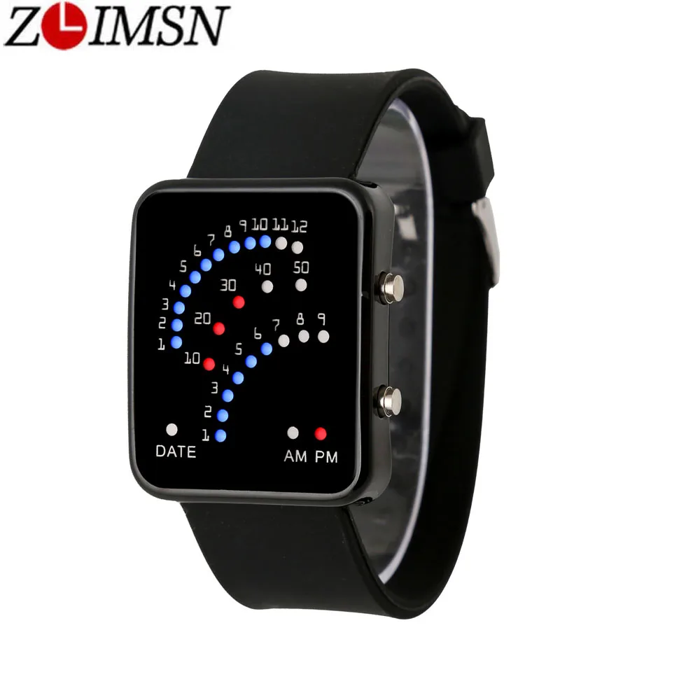 ZLIMSN Hot Sale Sport Silicone Electronic Watch LED Dial Fatch Fashion Jelly For Students Table Personality Creative Fan Light | Наручные