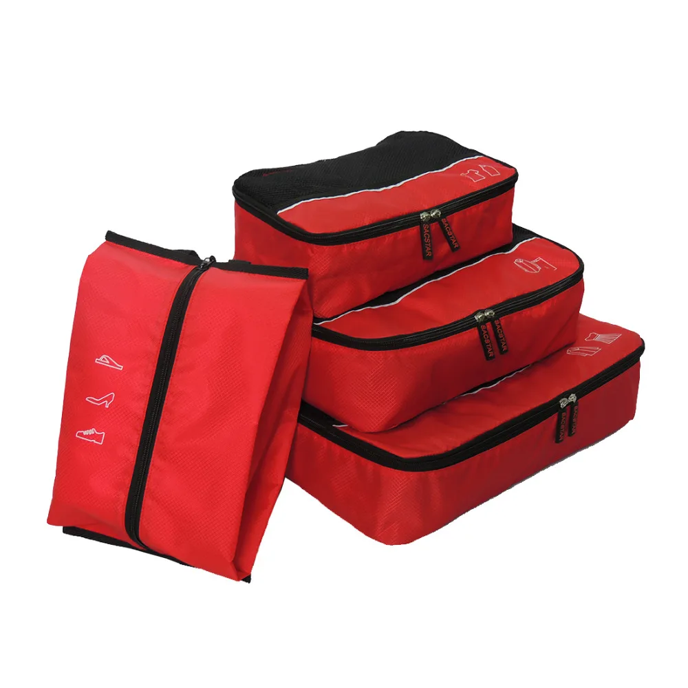4 Pcs/Set Unisex Nylon Packing Cubes For Clothes Lightweight Luggage