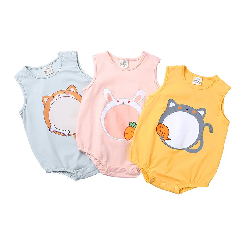 newborn baby bodysuit sleeveless cartoon boy girl body clothes new born bodysuits summer 2019 cotton Jumpsuit