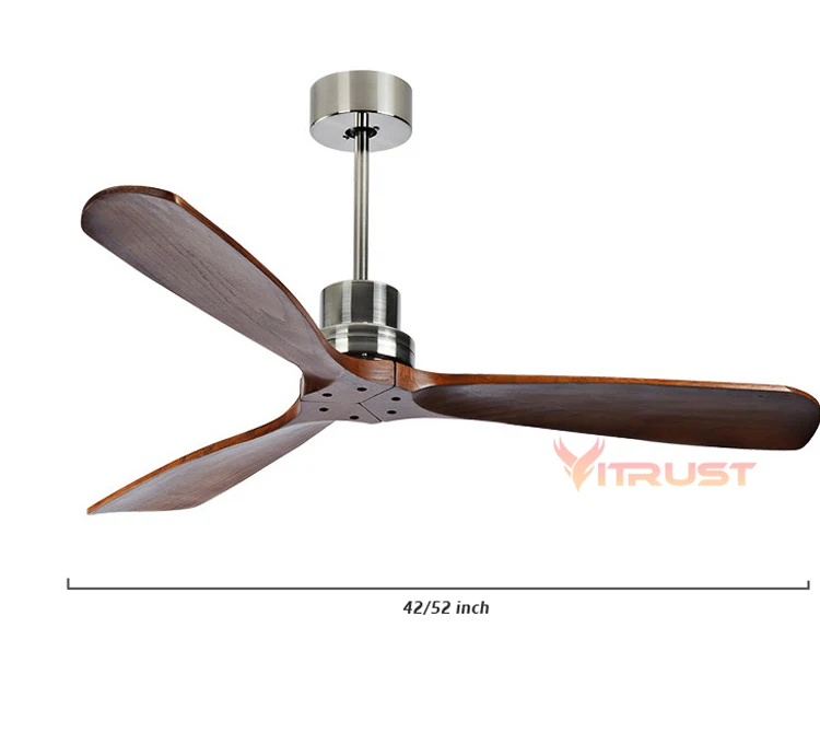 Ceiling Fan Industrial Vintage Without Light Wooden With Remote Control Nordic Simple Home Fining Room