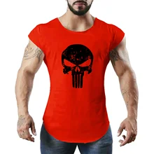 Новинка, одежда для фитнеса, летняя рубашка с черепом, топы для бодибилдинга, Мужская футболка без рукавов, майка