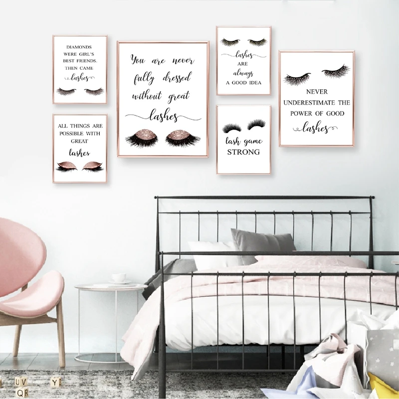 

Modern Lashes Fashion Canvas Poster Painting Eyelashes Extensions Print Makeup Salon Wall Decorative for Girls Room Decor