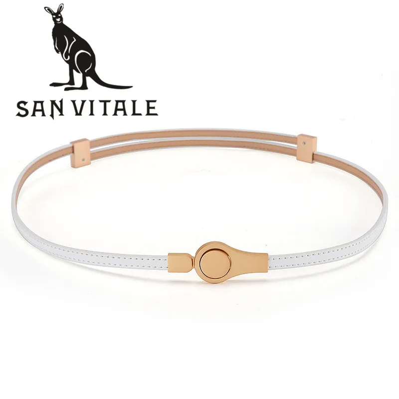 Belts Womens Belt For Ladies Strap Cowskin Genuine Leather Slim Woman Black Stretch Buckles For