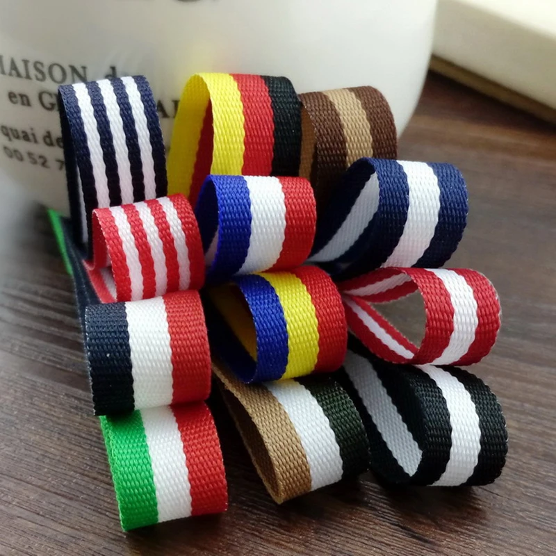12 colours 5meter/lot 3/8"(11 mm) Flag pattern Striped ribbons Computer embroidery ribbon saten ribbon T-030