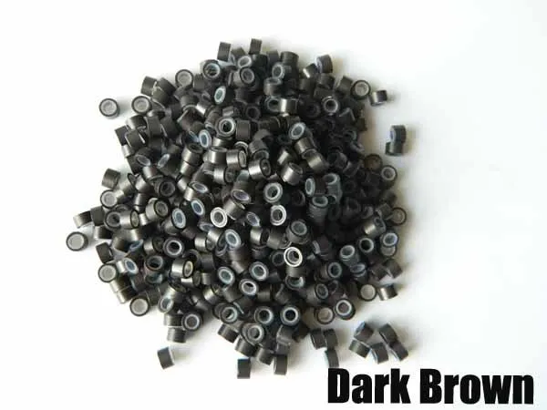 1000 pcs 5.0*3.0*3.0mm Silicone lined Micro Beads Hair Extension Tubes microrings tube beads aluminium hole 5colors