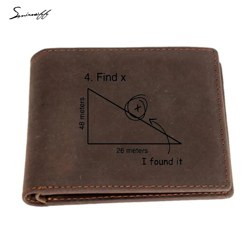 

Cow Leather Wallet personality Custom Find Variable X Math Teacher Purse Gifts Multi card Holder Small Zip Coin purses