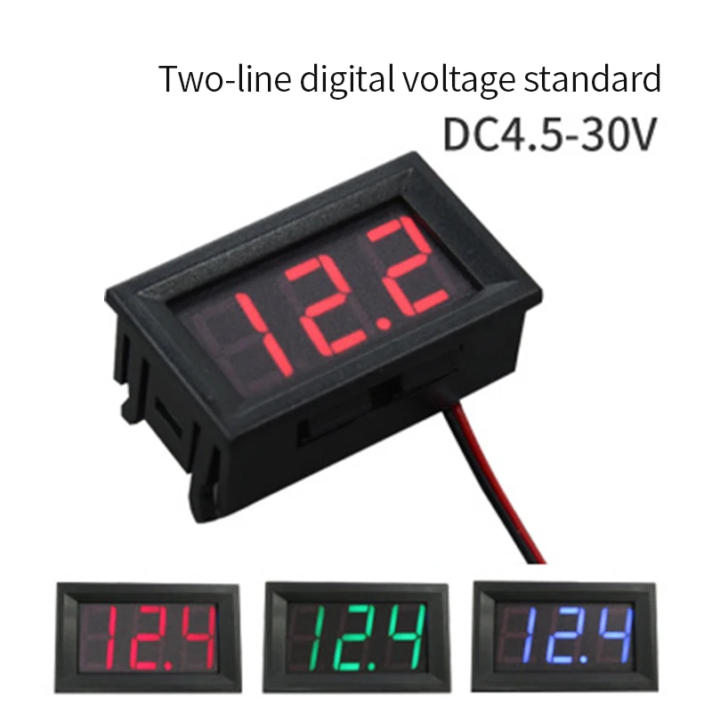 0,36 дюймов DC 4,5-30 В две линии вольтметр синий/красный/зеленый светодио дный цифровой Дисплей вольтметр датчик Напряжение Панель метр 2
