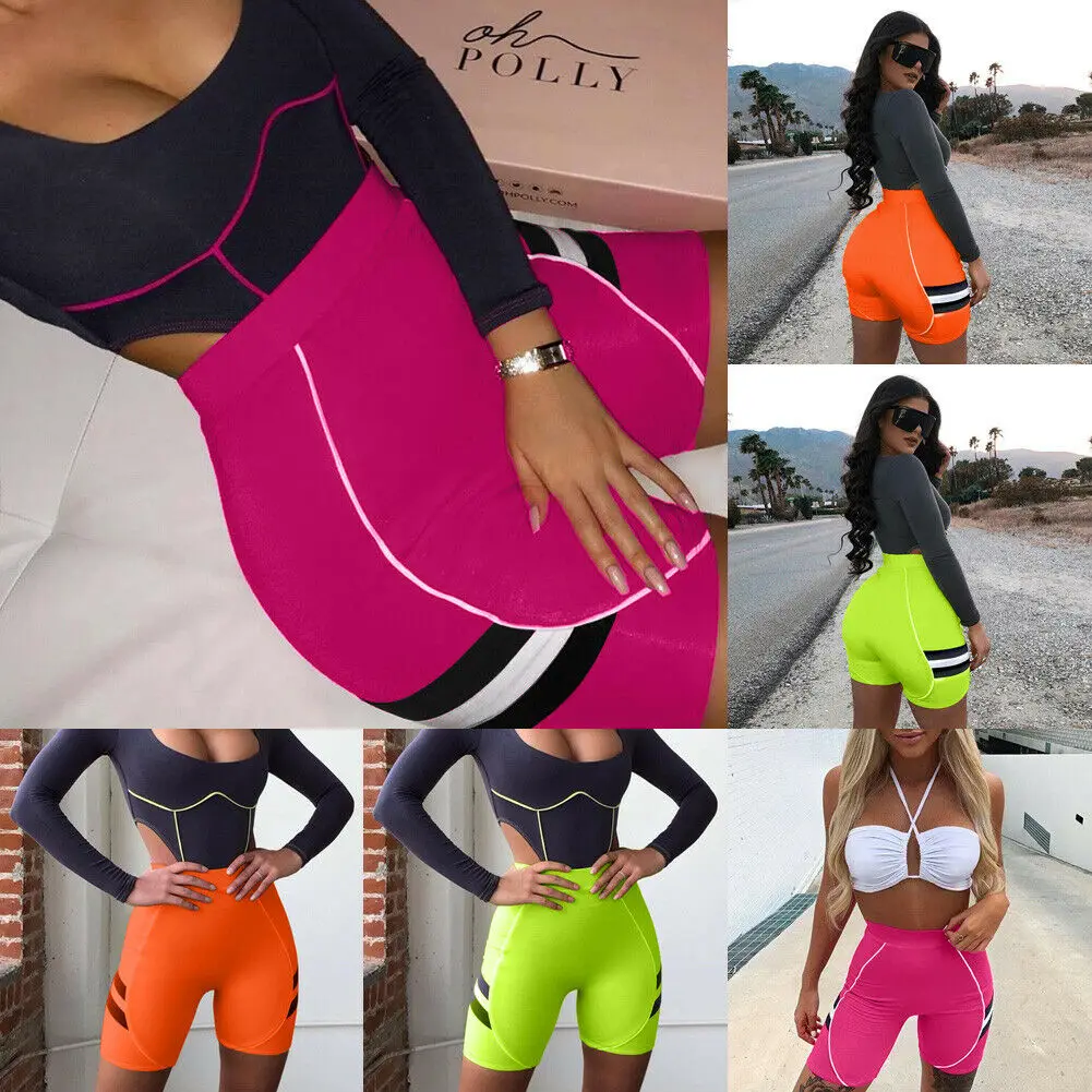 

Womens Shorts Gym Sports Shorts Dance Cycle Sports Fitness Stretch Solid Shorts Slim 2019 Summer New