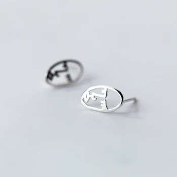

MloveAcc Unique Personality Hollow Human Face Body Stud Earrings 925 Sterling Silver Profile Women Abstract Jewelry