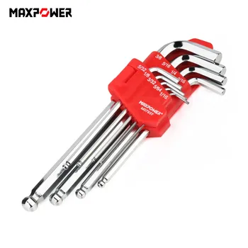 

9PCS Chrome Vanadium Steel Hex Key Wrench Spanner 1/16''-3/8'' Metric Ball Ended Universal Key Hexagon For Bicycle Repair Tool