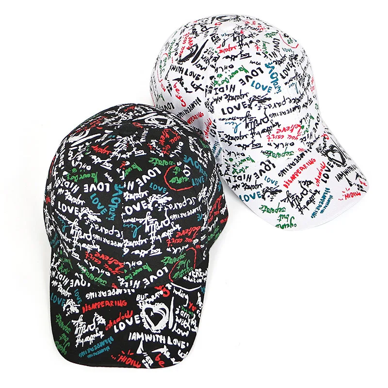 Летняя мужская кепка, бейсбольная кепка с граффити, женская кепка с мелким буквенным принтом, бейсболка в стиле хип-хоп, кепка белого цвета