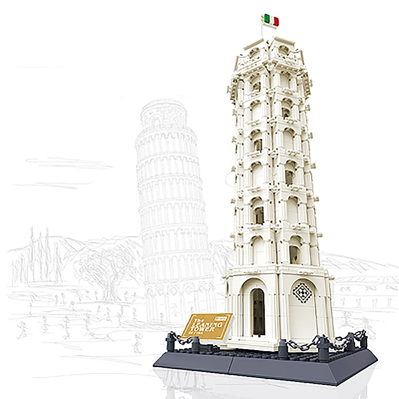 

For legoing creator expert building City Leaning Tower of Pisa Architectural Landmark Blocks Educational Toy for Children Gifts