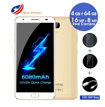 Oukitel K6000 плюс 4 г 5.5 “FHD Octa core 4 ГБ + 64 ГБ 6080 мАч 12 В/ 2A QC зарядки 16MP спереди Touch ID смартфон силиконовый чехол новый телефон