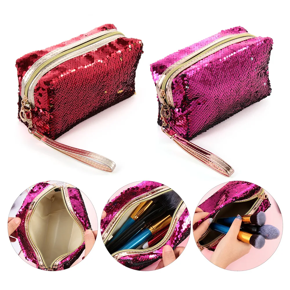 New Fashion Women's Mermaid Sequins Makeup Bag Pouch Girls Glitter Cosmetic Bags Sequins Handbag Travel Storage Zipper Bags