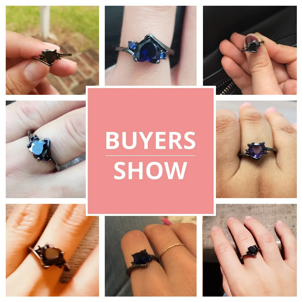 MDEAN Black Gold Color Engagement Rings For Women black AAA Zircon Jewelry Fashion Women Wedding Ring Size 6 7 8 9 10 H519