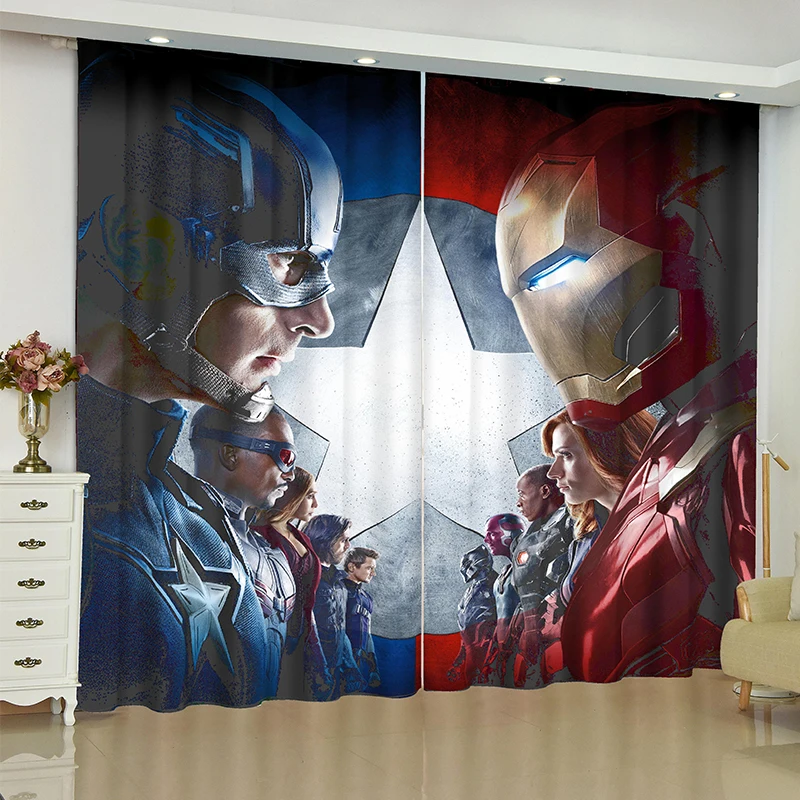 Comprar Los Vengadores cortinas ventana Marvel Batman iron Man persiana terminada cortinas rideaux cortina salón habitación cortinas